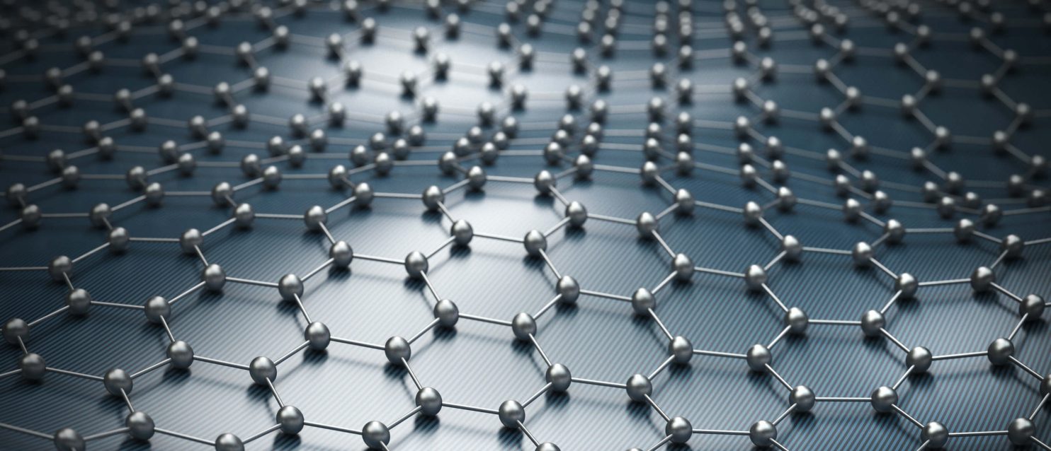 A graphic image that has many 6 sided shape connected with silver balls.