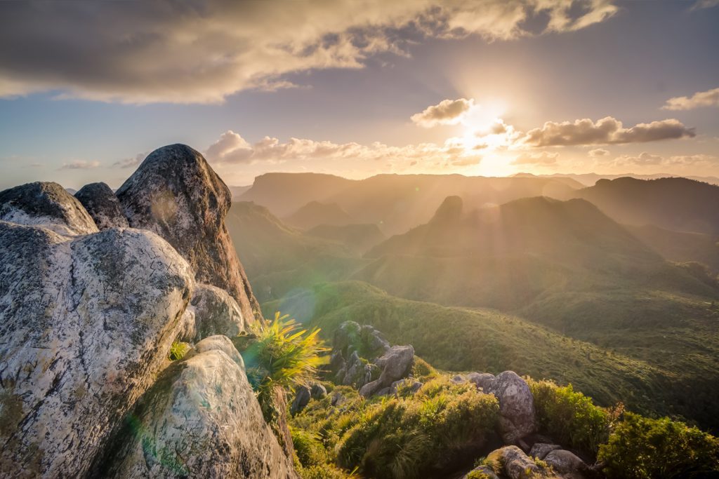 Landscape view of rocks and mountains 