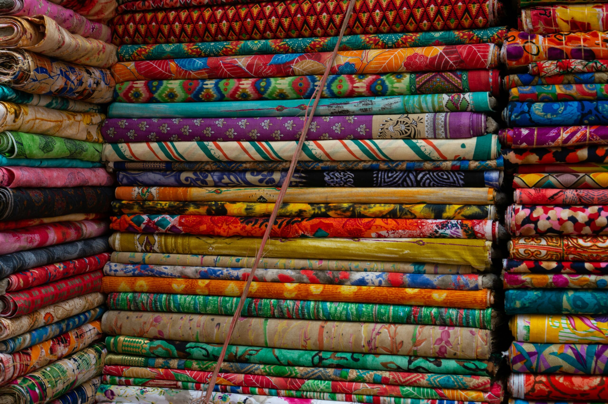 textiles on a wall in india 