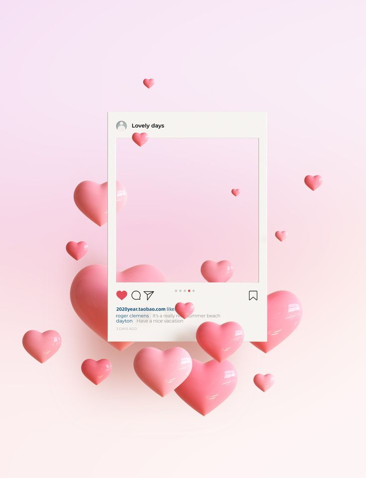 A social media post with hearts 